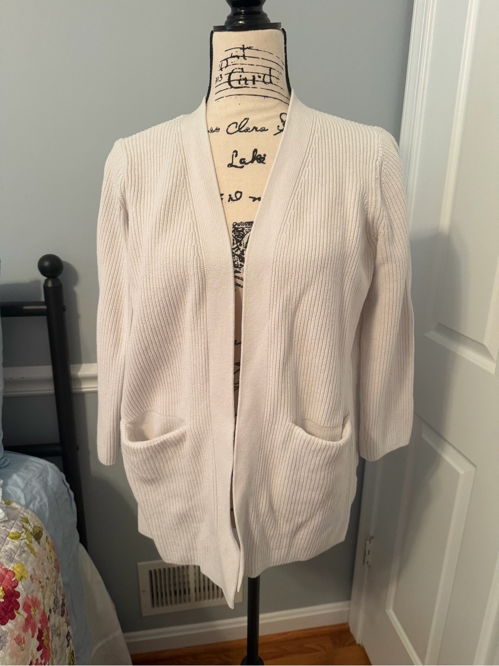Old Navy Cream Open-Front Ribbed Cardigan